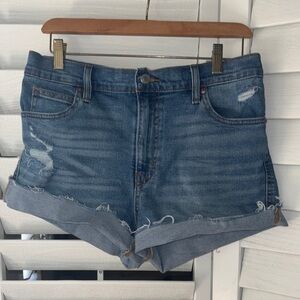 Signature by Levi Strauss Distressed Rolled-Hem Denim Shorts - Blue